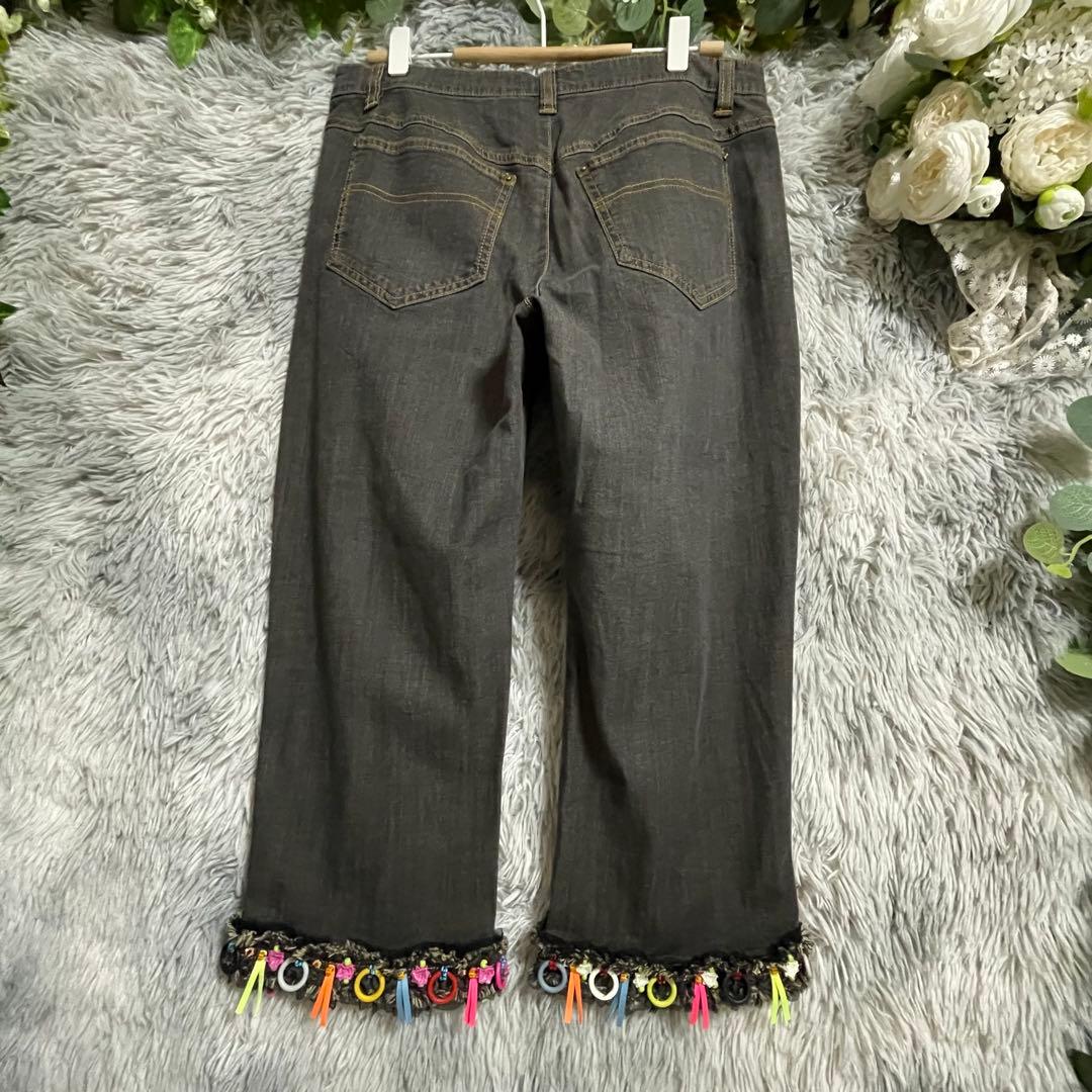 【美品】アルベロベロ オレボレブラ ぶたさん フリンジ ブラック デニム L