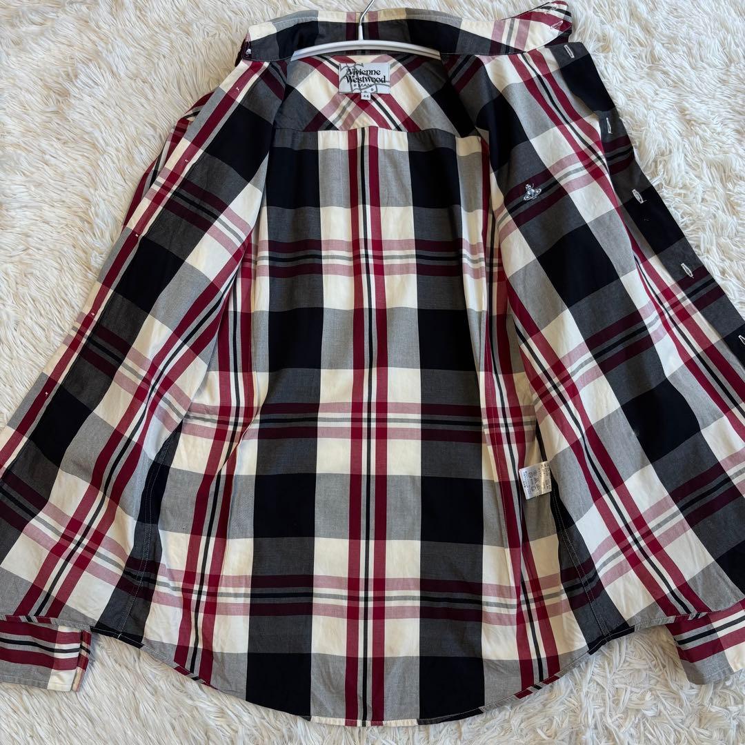 ヴィヴィアン アシンメトリー オーブロゴ チェック シャツ 長袖