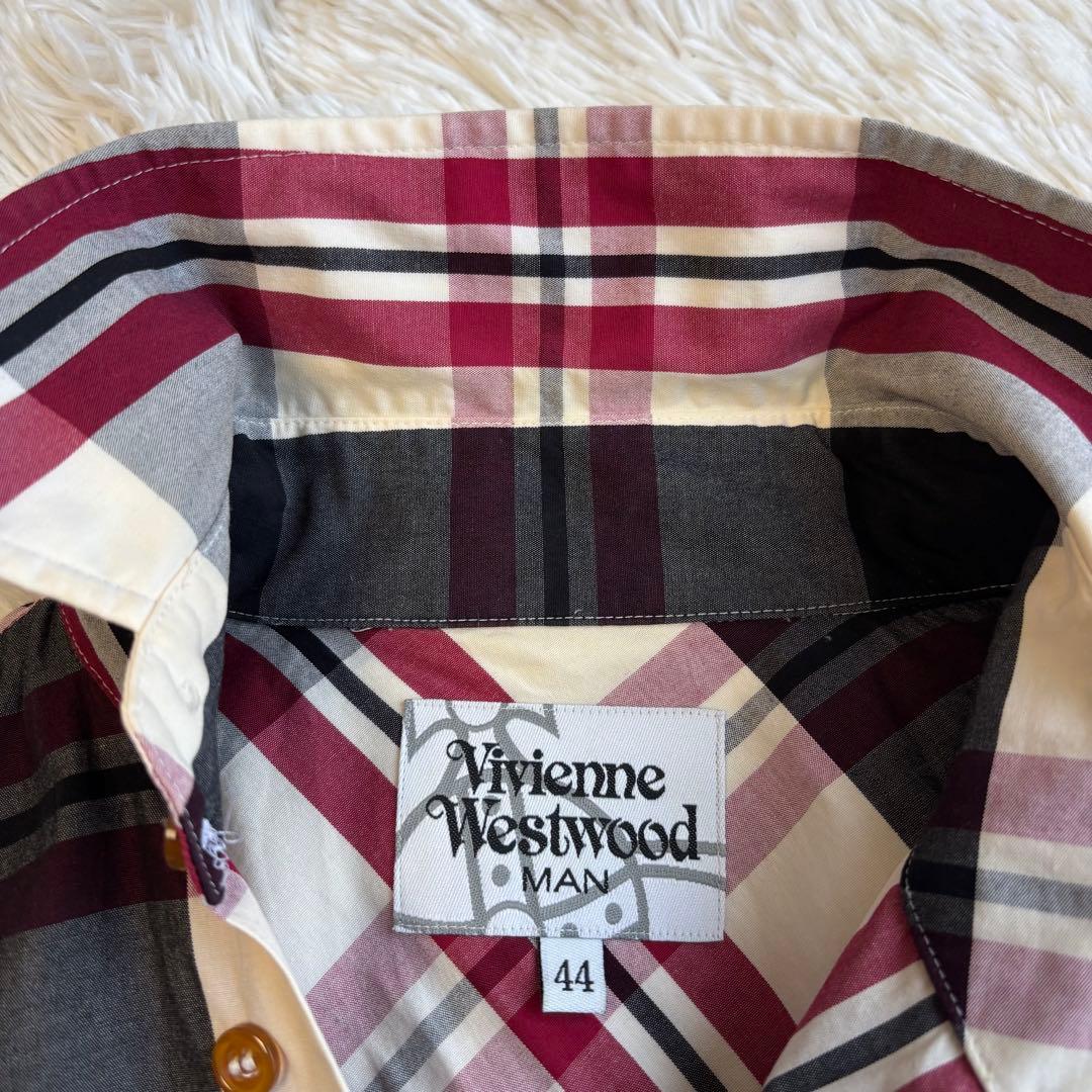 ヴィヴィアン アシンメトリー オーブロゴ チェック シャツ 長袖