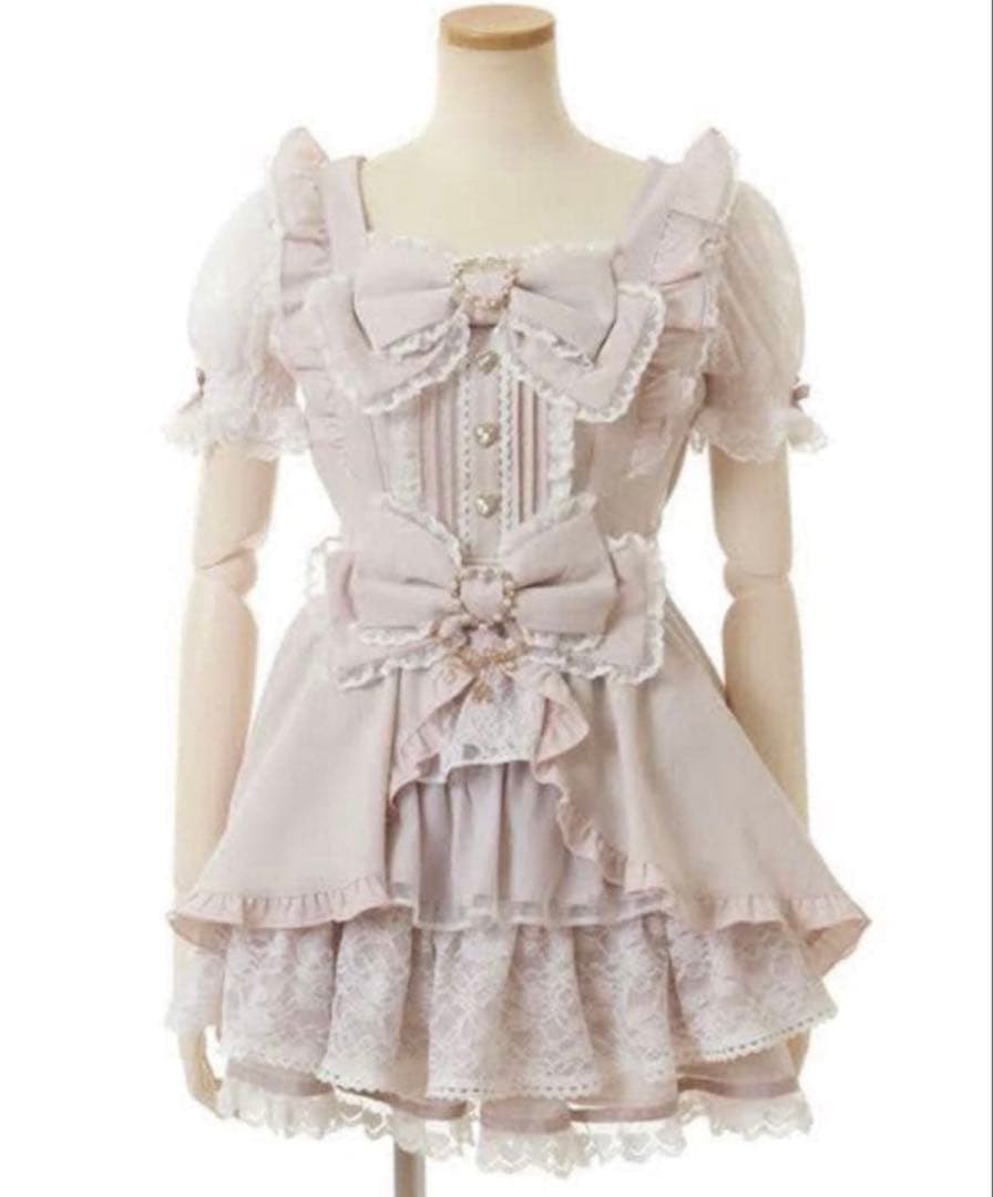 LIZLISA フロントカシュクールBIGリボンセットアップ ピンク