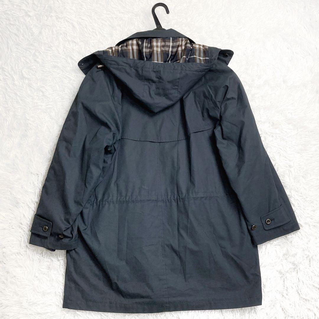ゆうしょう バーバリー 中綿ライナー付モッズコート ノバチェック ネイビー