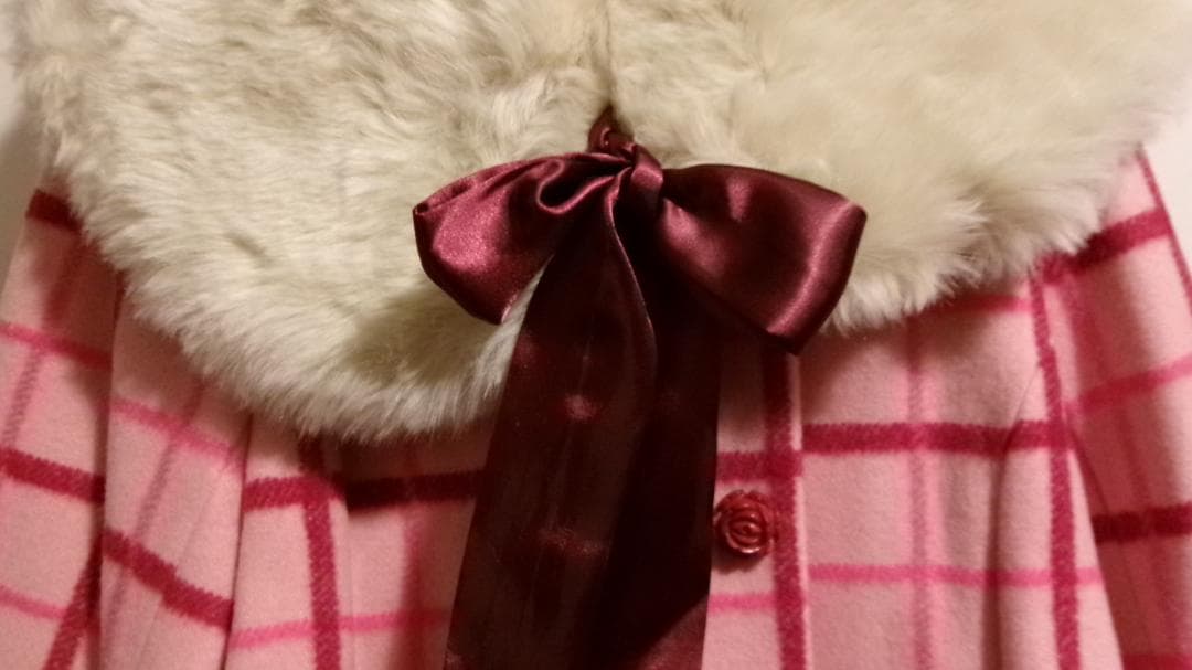 ♥最終♥チェックウールコート♥シャーリーテンプル♥新品♥ファー♥コート♥120