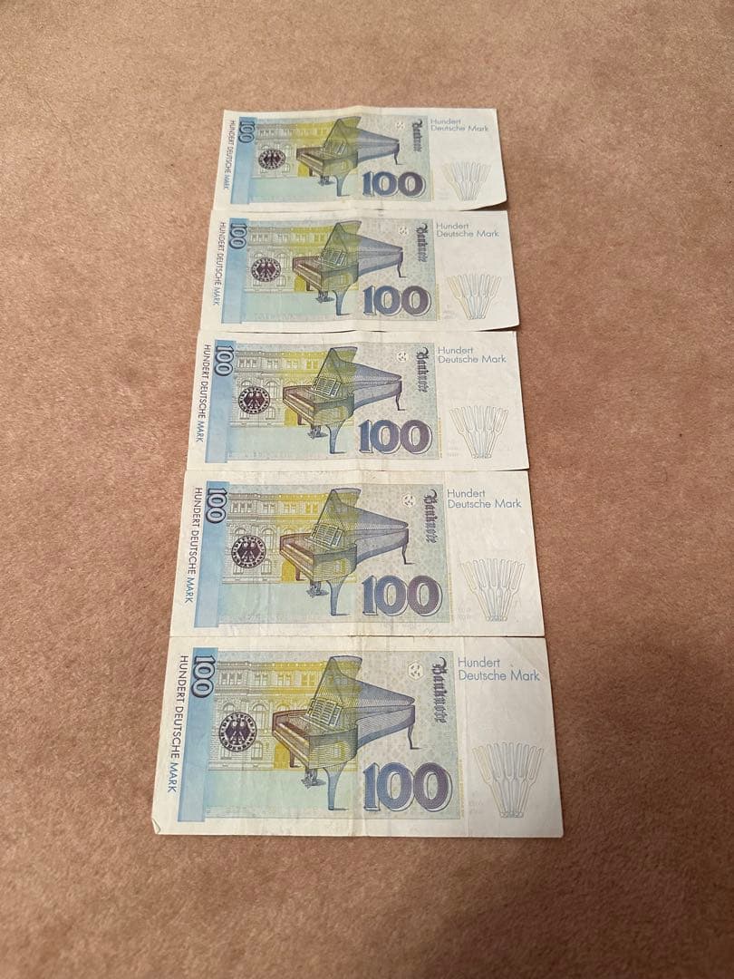 旧紙幣 西ドイツ 100マルク クララ・シューマン 5枚
