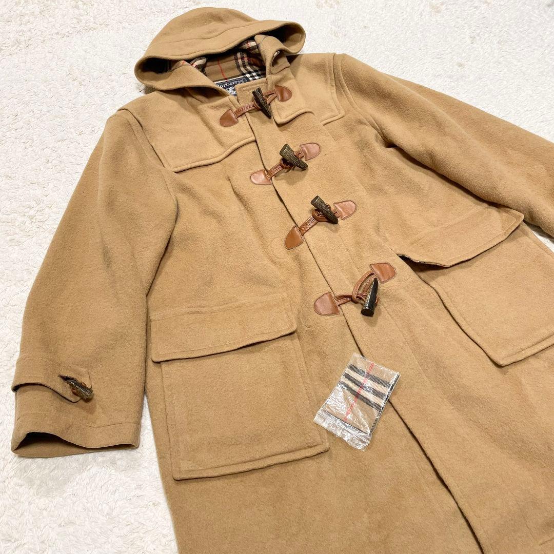バーバリー ダッフルコート ウールカシミヤ ノバチェック キャメル レザー