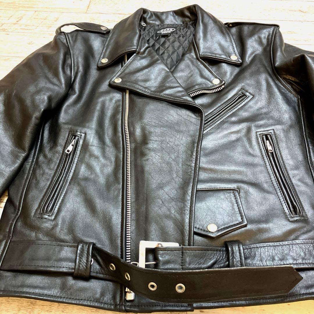 HORN WORKS レザー　ダブルライダースジャケット本革 バイカー　3L