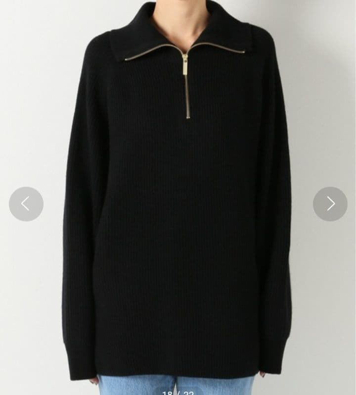 Deuxieme Classe Half Zip Sweater ブラック