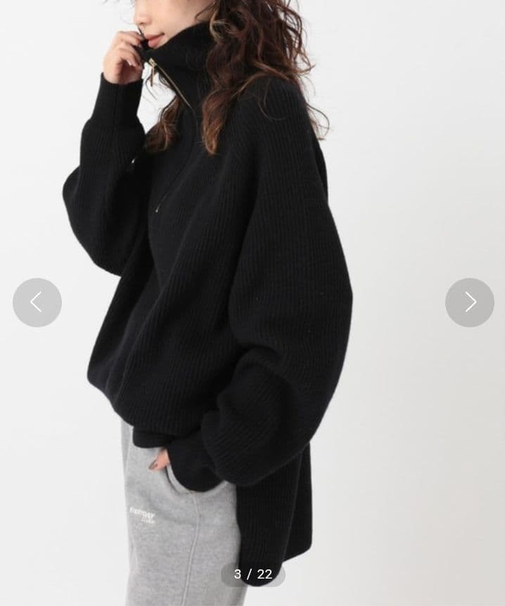 Deuxieme Classe Half Zip Sweater ブラック