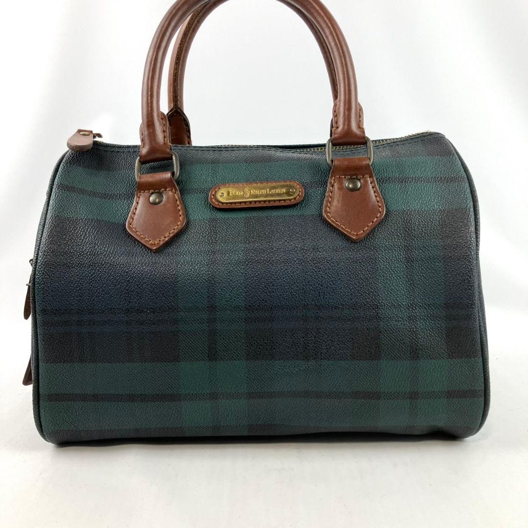 ロータス　ポロラルフローレン　ミニボストンバッグ　ロゴプレート　チェック