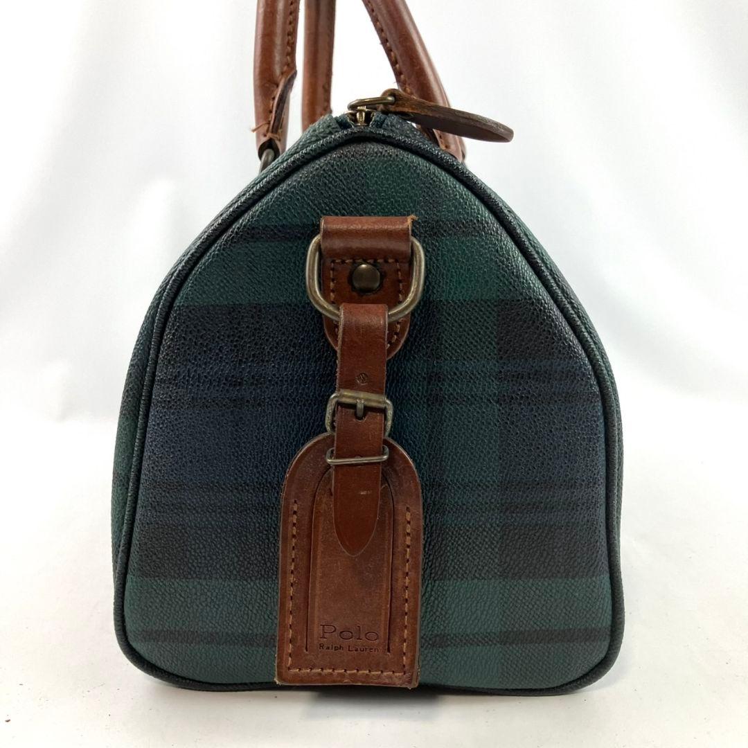 ロータス　ポロラルフローレン　ミニボストンバッグ　ロゴプレート　チェック