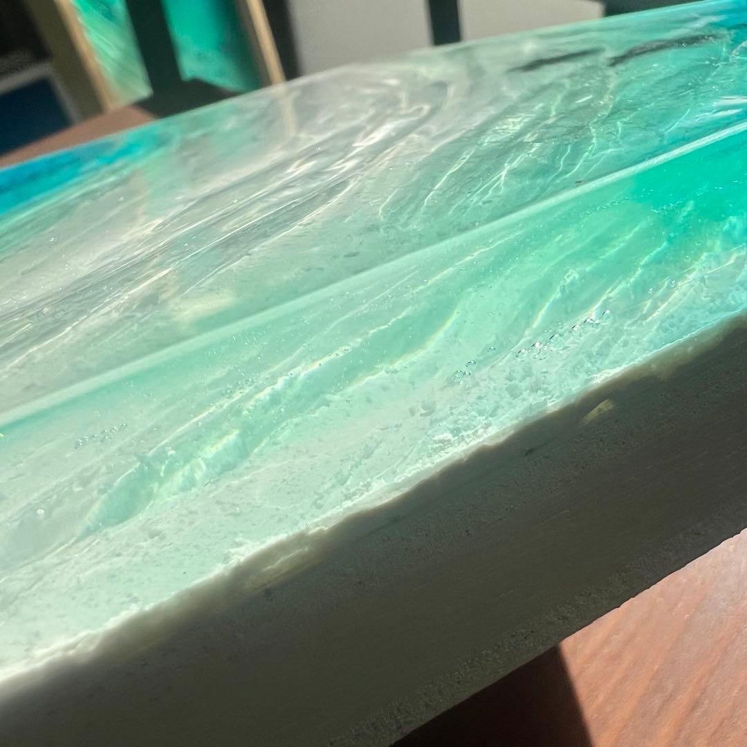 【レジンアート】波紋アート／ホヌの親子／A5パネル／壁掛け可能／枠なし