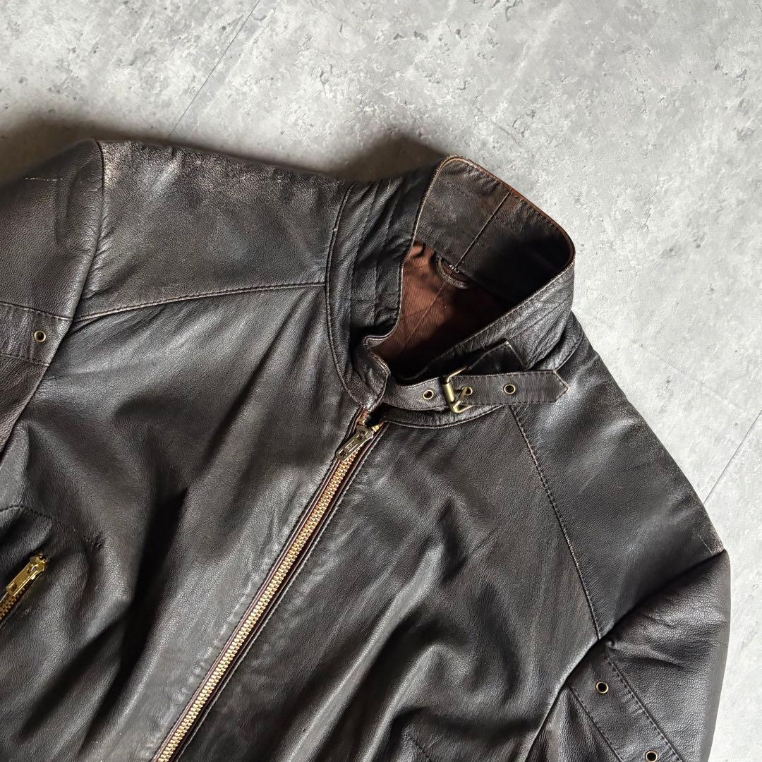 【70s vintage】ライダースジャケット　シングル　本革　片爪　短丈　古着