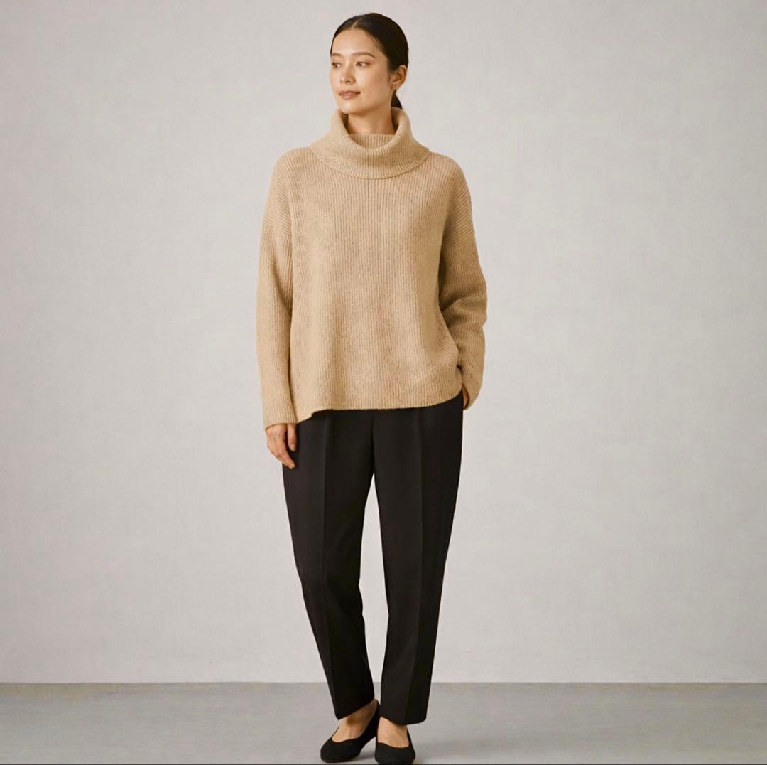 未使用級❣️Drawer 9G畦編みタートルネックニット ベージュS