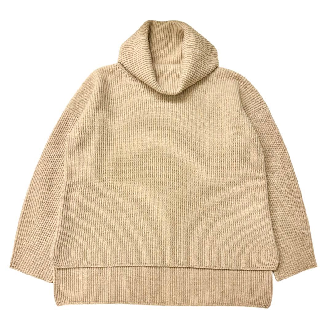 未使用級❣️Drawer 9G畦編みタートルネックニット ベージュS