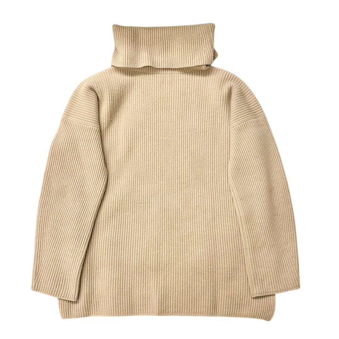 未使用級❣️Drawer 9G畦編みタートルネックニット ベージュS