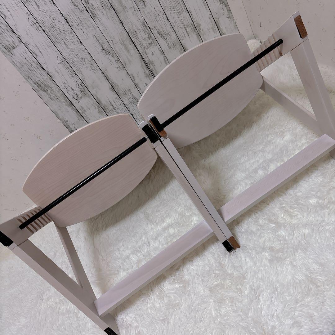 美品 アイリスオーヤマ ベビーチェア 2脚セット ハイチェア 木製 ベルト付き