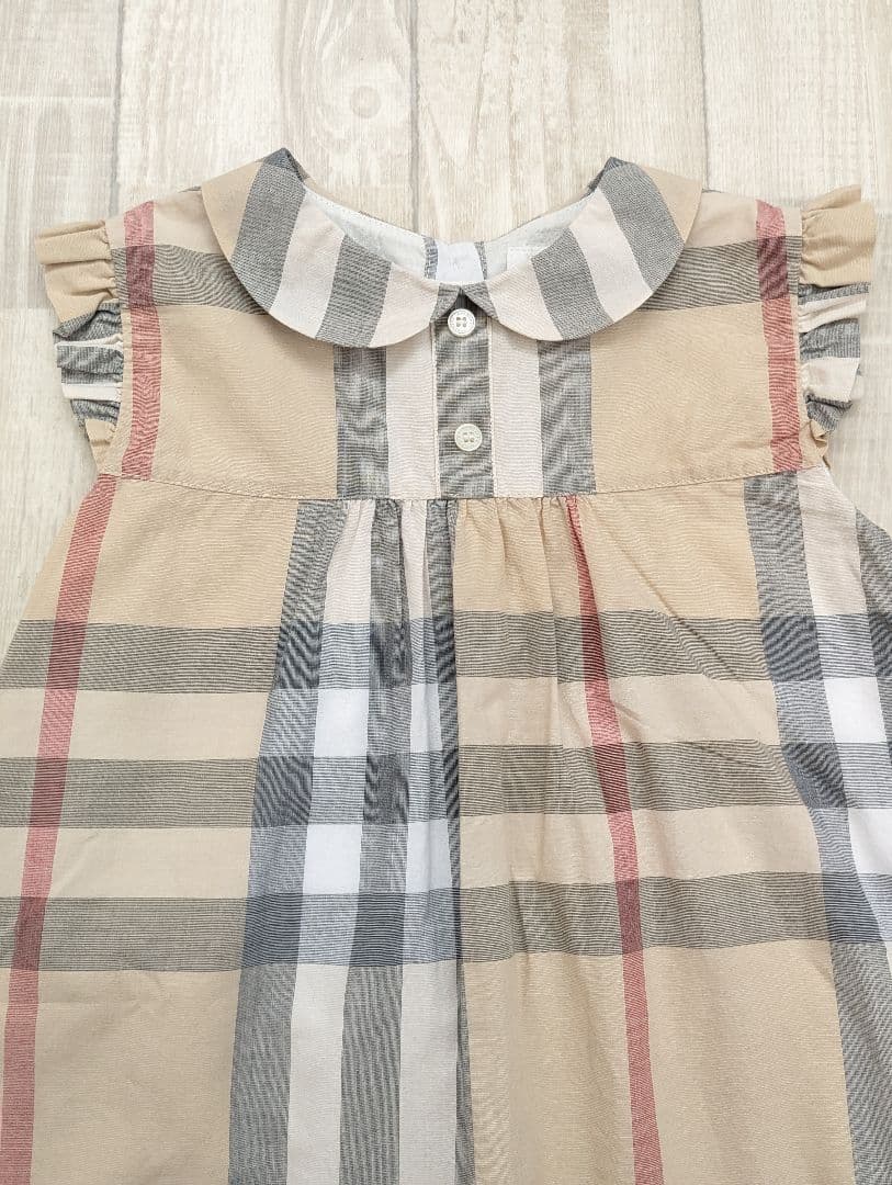 Riii＊【BURBERRY】未使用メガチェックワンピース24M 92cm