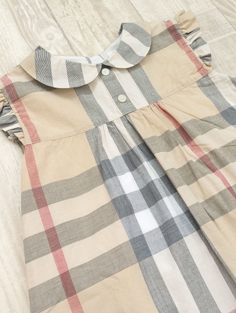 Riii＊【BURBERRY】未使用メガチェックワンピース24M 92cm