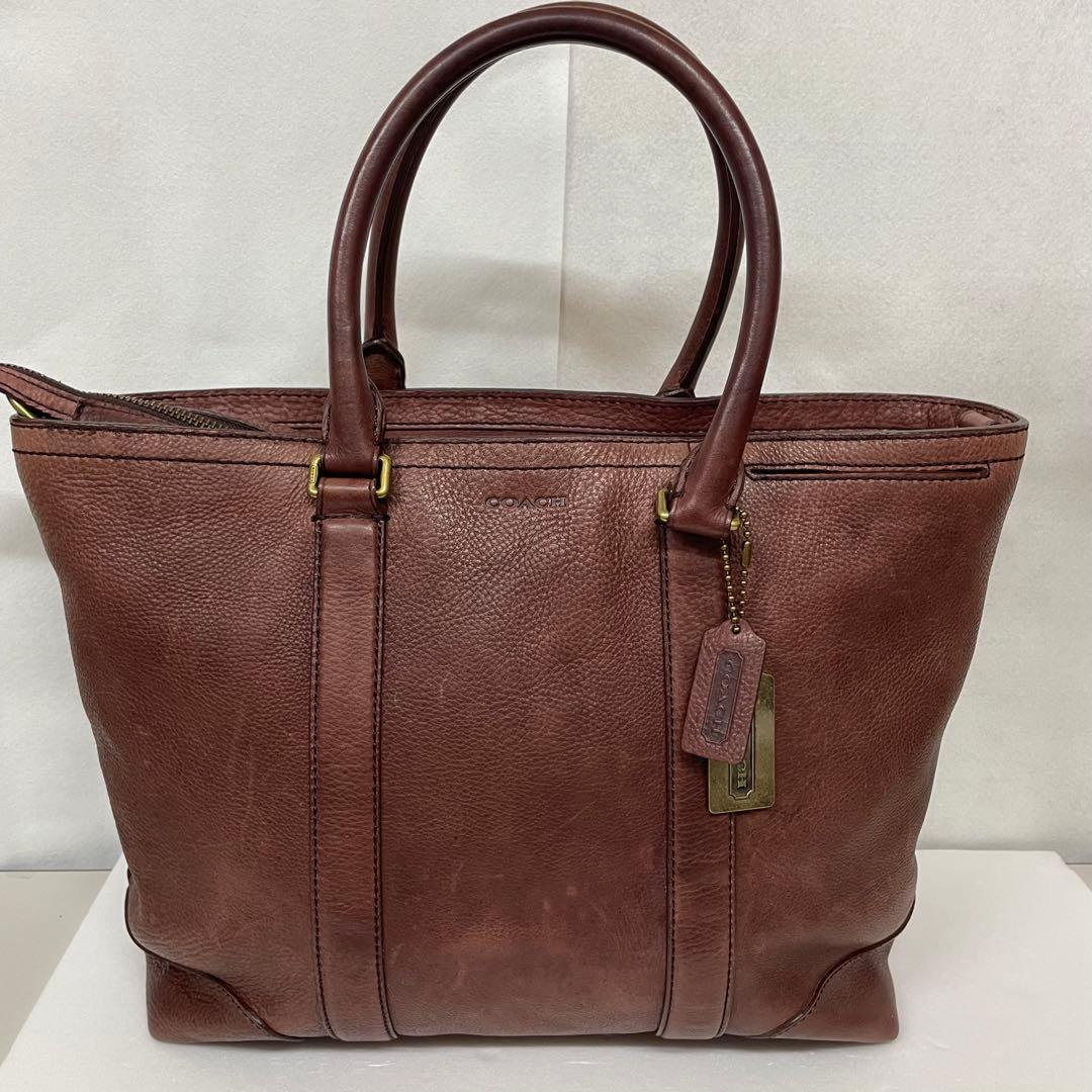 COACH コーチ トートバッグ ブリーカー チャーム付 レザー カーキ A4