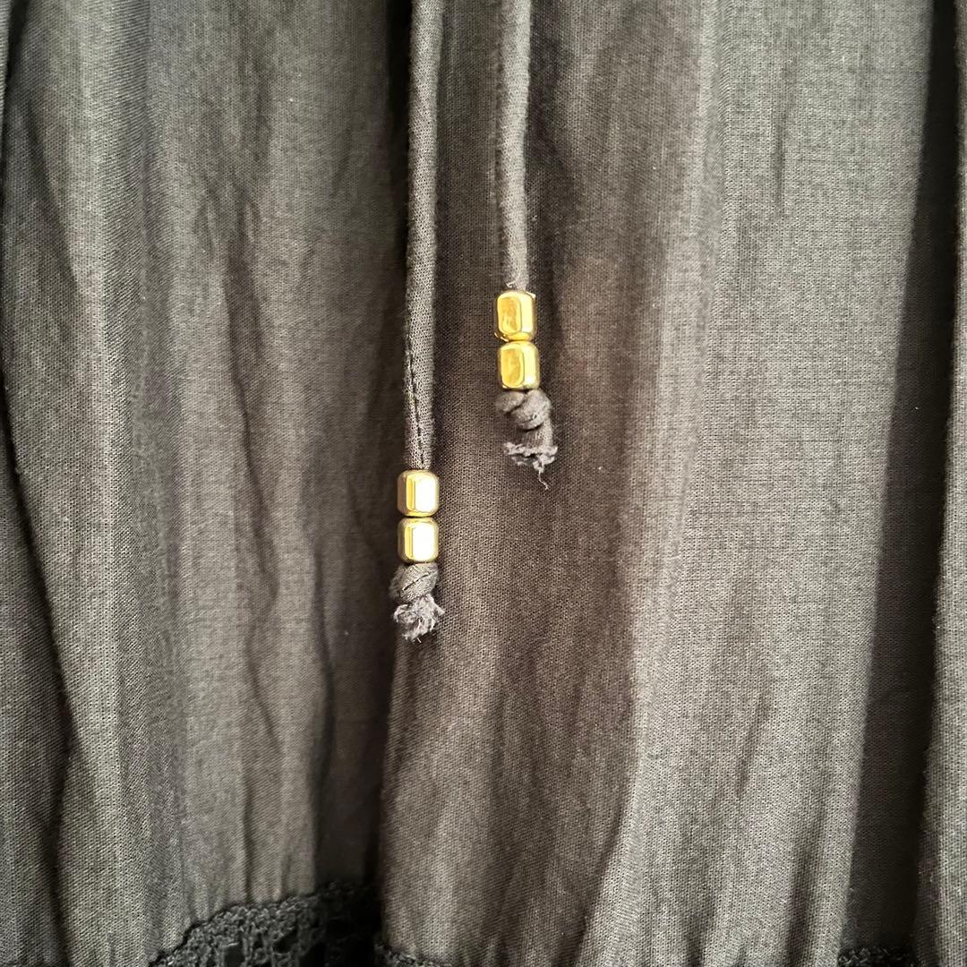 定価2.4万 リヴドロワ ケミカルレースティアードスカート 36 ブラック