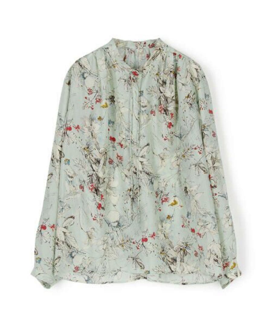 tomorrowland フラワープリント ショルダータックブラウス　シルク