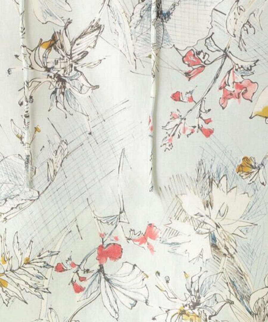 tomorrowland フラワープリント ショルダータックブラウス　シルク