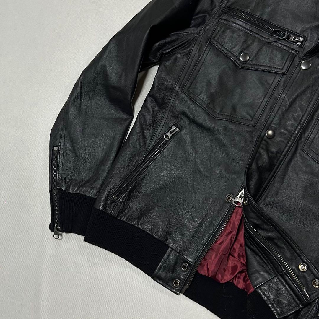 00s ピッグ レザー シングルライダース ダブルジップ モードロック y2k