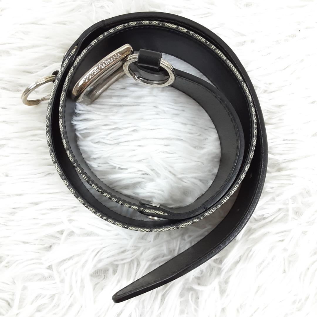 美品◎ドルチェ&ガッバーナ D&G レザーベルト 白 黒 ロゴ刻印 イタリア製
