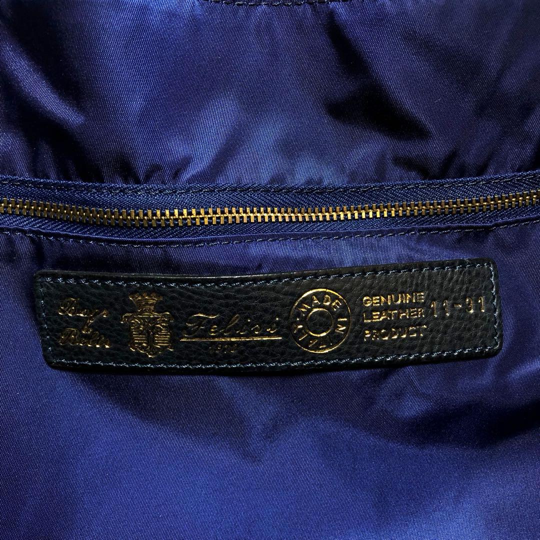 新品同様✨フェリージ トートバッグ 11/91ネイビー A4可 チャーム レザー