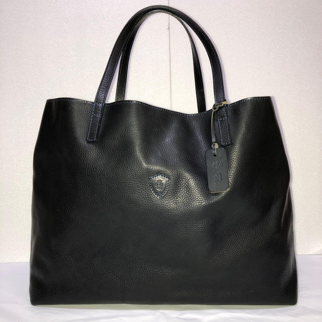 新品同様✨フェリージ トートバッグ 11/91ネイビー A4可 チャーム レザー