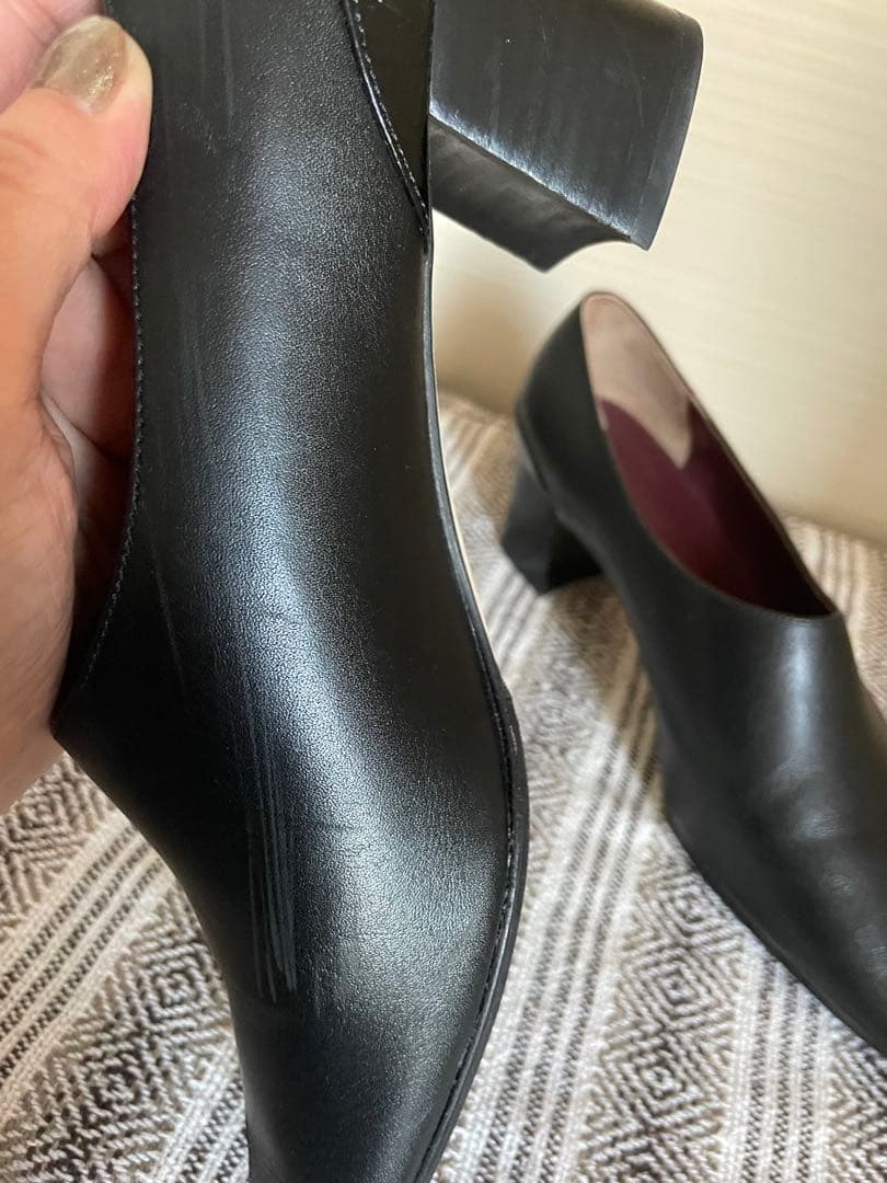 超美品！JANE SMITH 黒レザーオープントゥ ヒールパンプス 37
