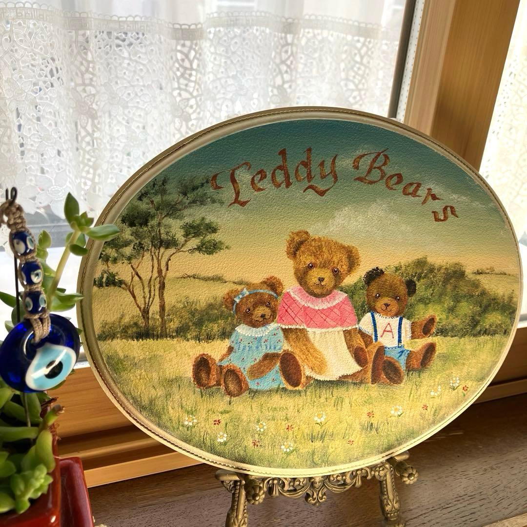 トールペイント作品　スリーベアーズのボックス　テディベア親子