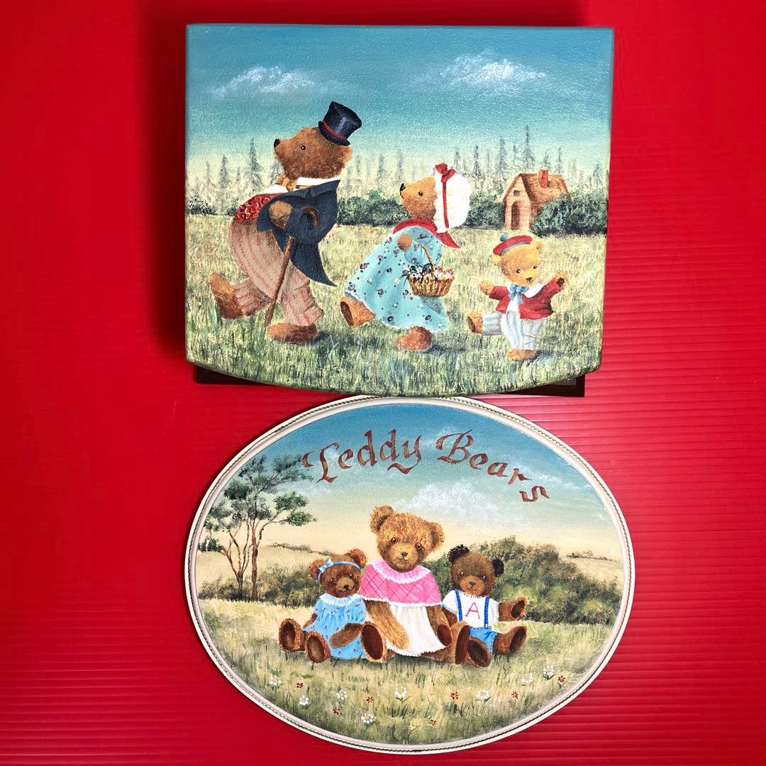 トールペイント作品　スリーベアーズのボックス　テディベア親子