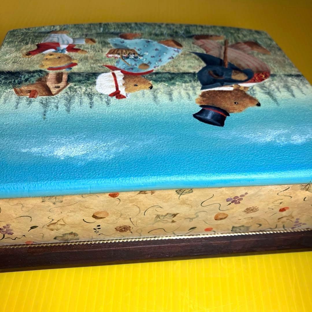 トールペイント作品　スリーベアーズのボックス　テディベア親子