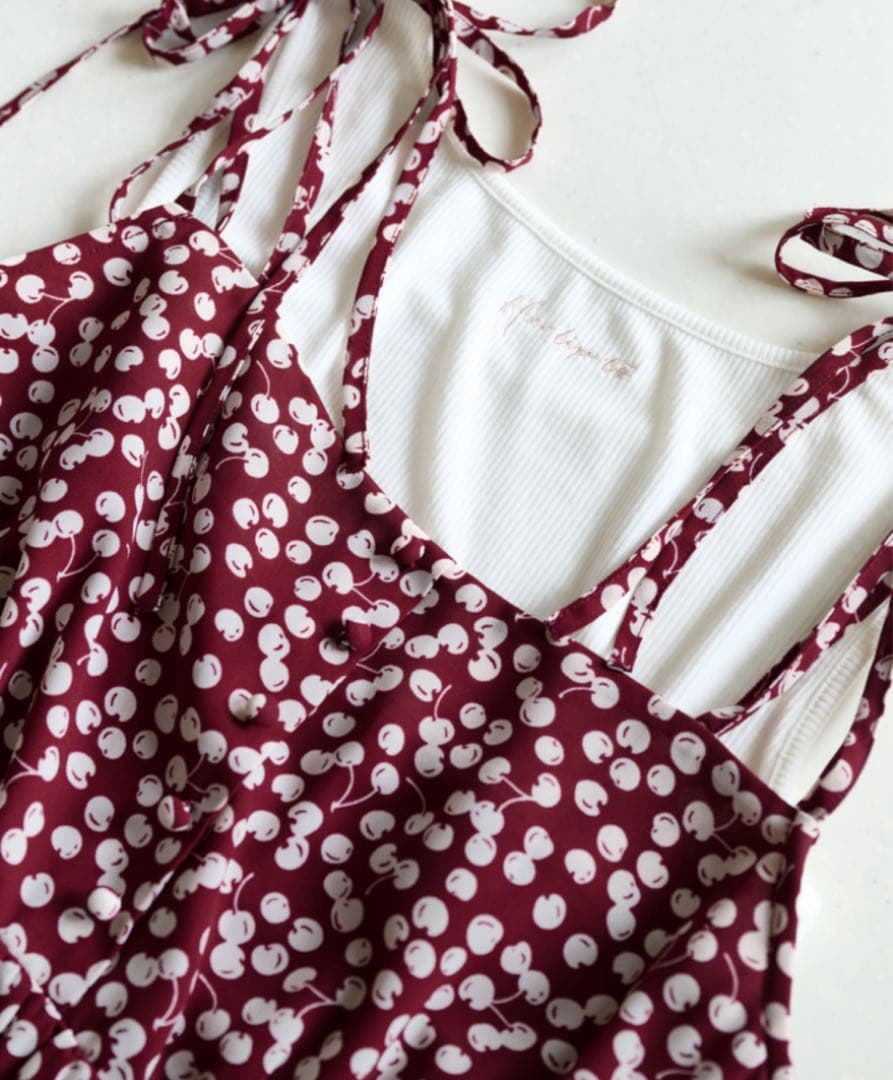 【新品】Cherry Pattern Strap Top Cherry S