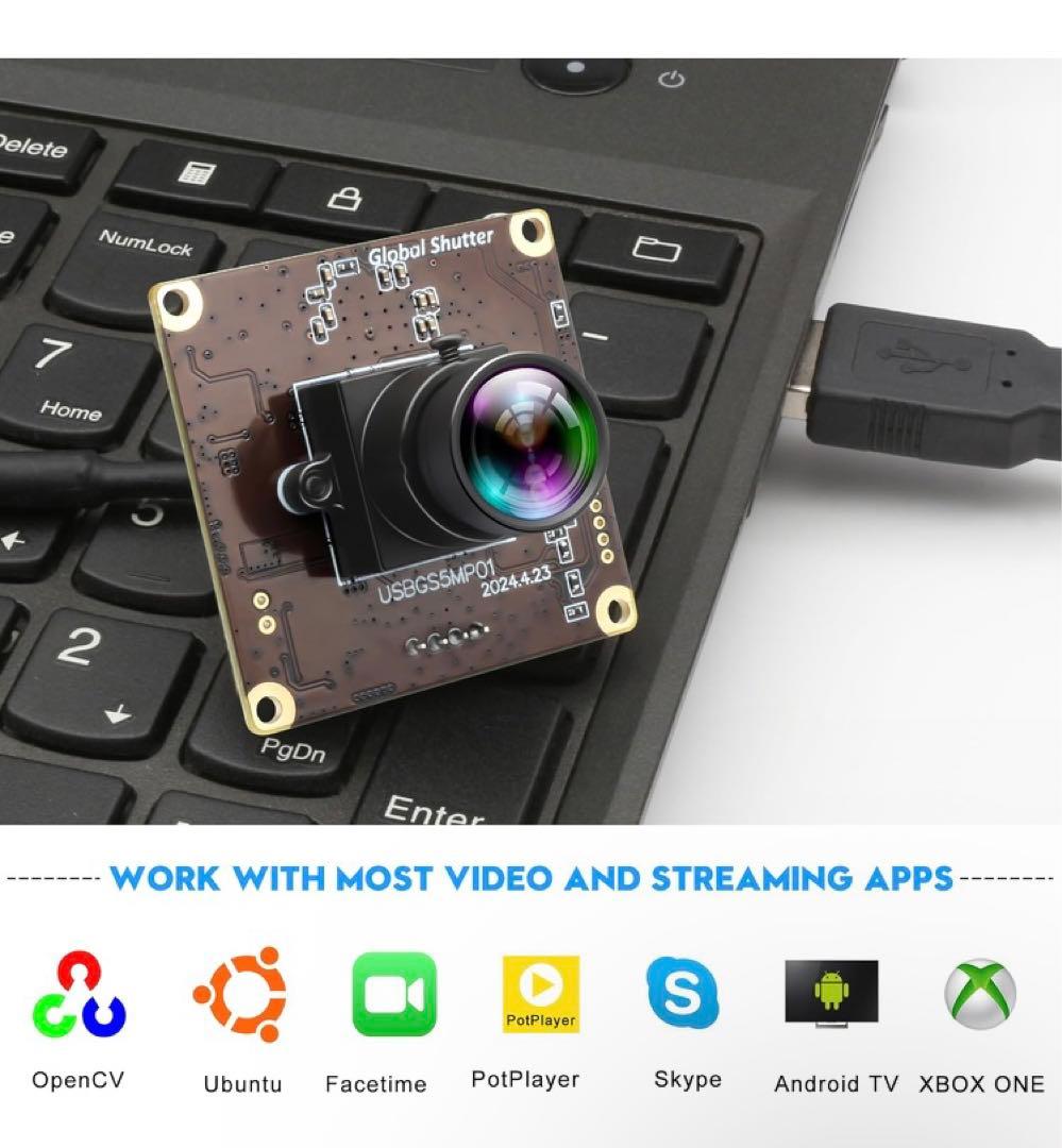 ELP USB カメラ グローバルシャッター 50fps 高速 USB 広角