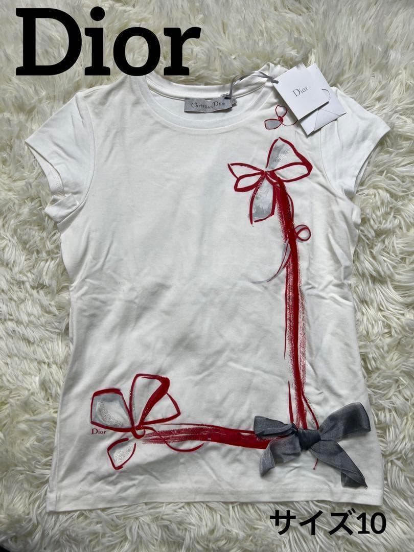 【2点セット】箱付き Dior リボン Tシャツ 女の子 キッズ サイズ8、10