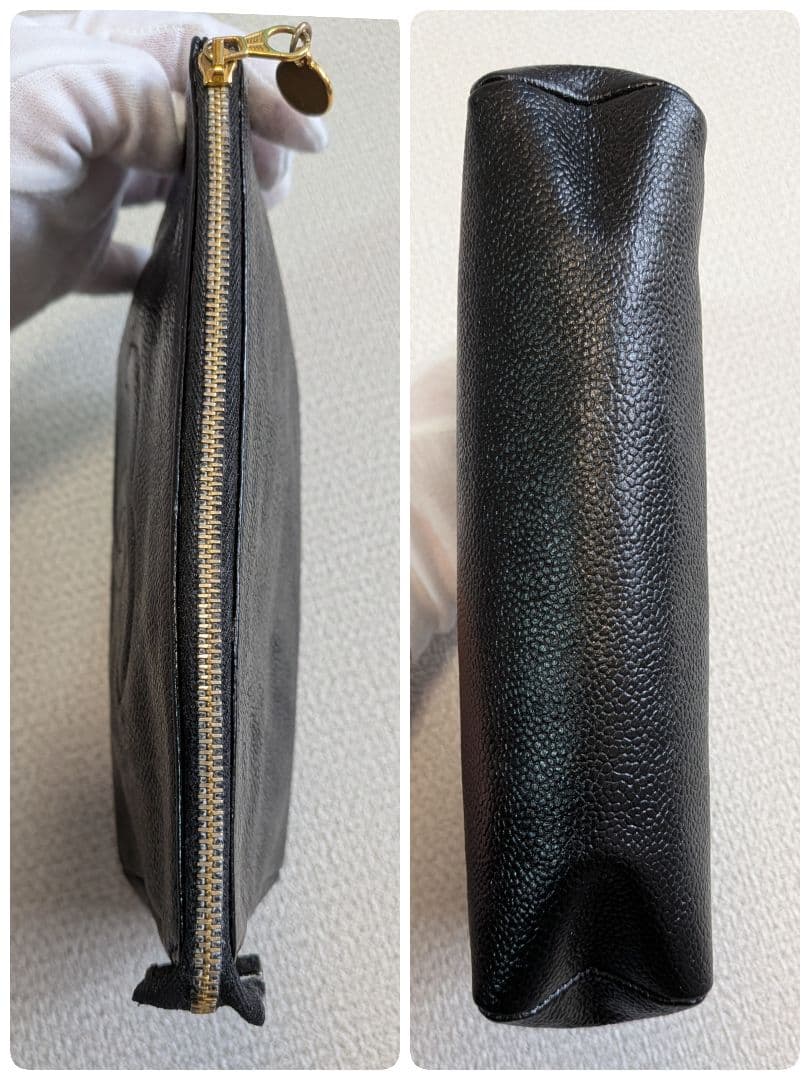シャネル　デカココポーチ　黒　キャビアスキン　チェーンショルダー　クラッチバッグ