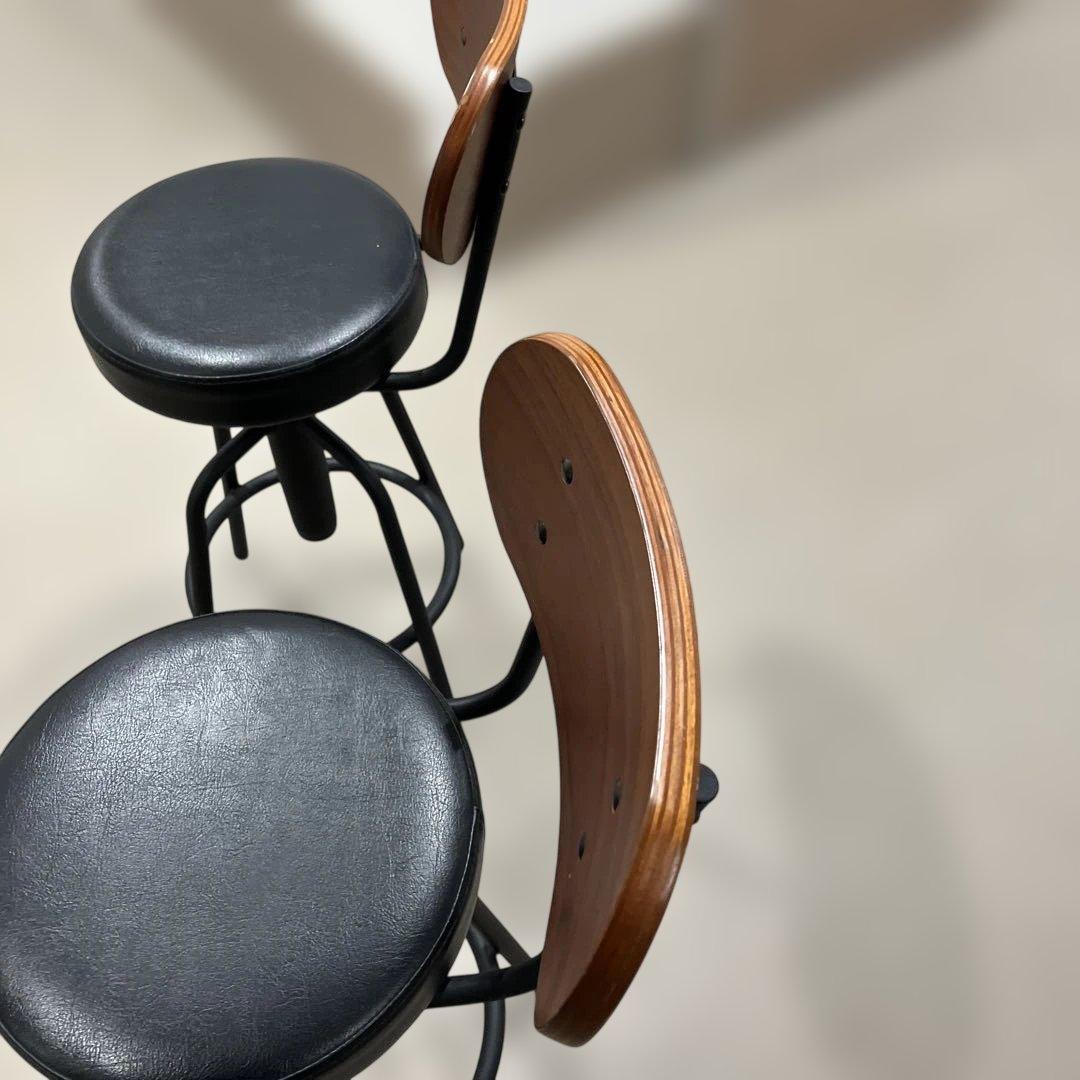 ニトリ カウンターチェア 木製背もたれ 黒 2個セット