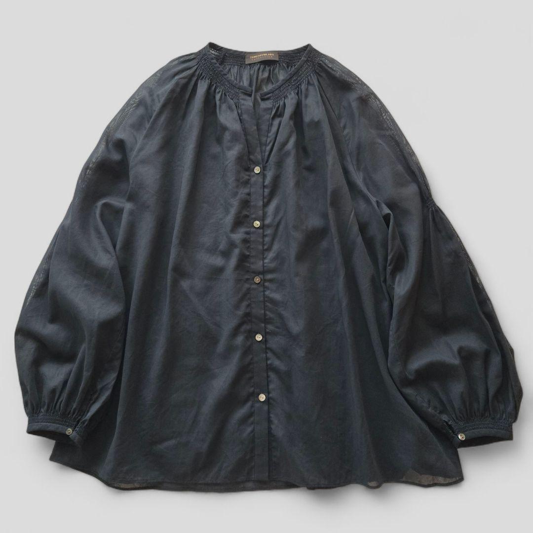 25SS 美品 トゥモローランド シャイニーオーガンジー シャーリングブラウス