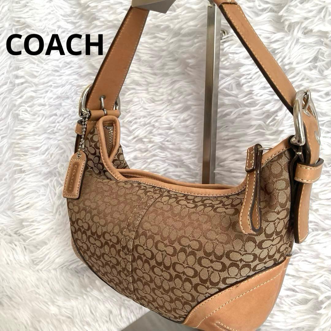 COACH コーチ ワンショルダー ハンドバッグ　ハーフムーン シグネチャー