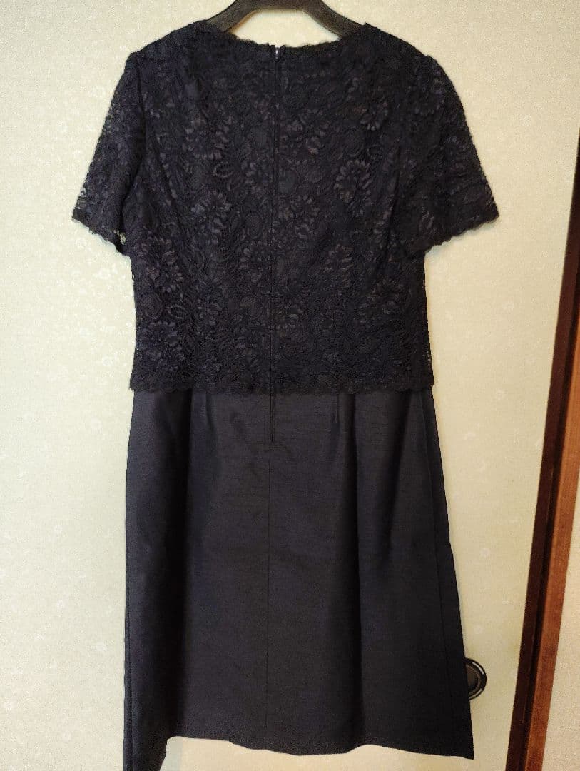 試着のみ東京ソワールネイビーレースジャケット付きドレススーツリファンネ