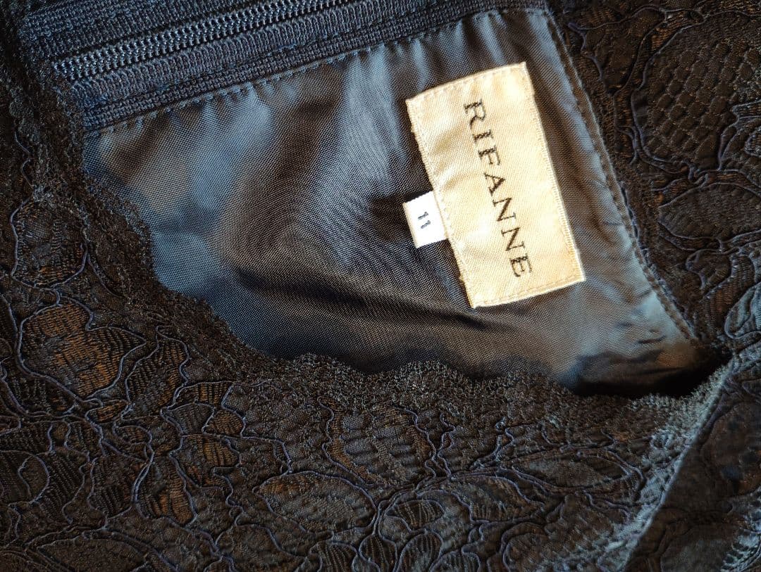 試着のみ東京ソワールネイビーレースジャケット付きドレススーツリファンネ