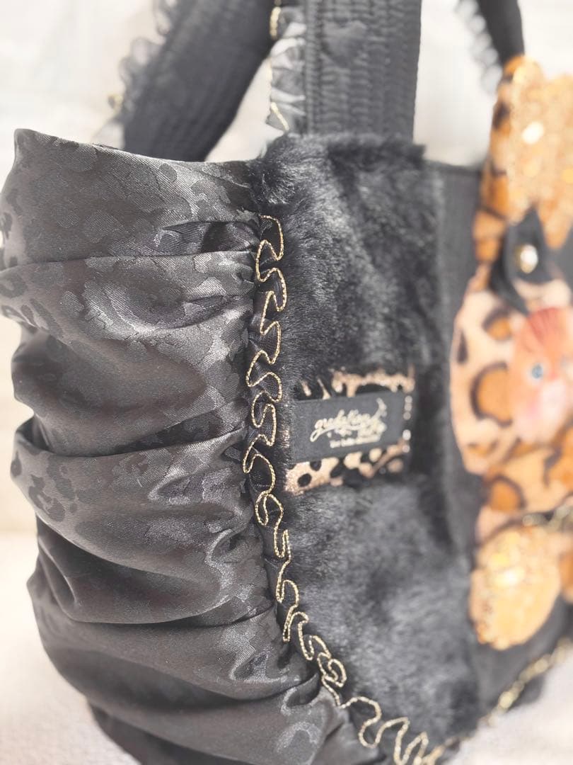 さ*ー様 コヤンイサムチョン　ハンドメイド　ギャザーバッグ　ヒョウ柄うさちゃん