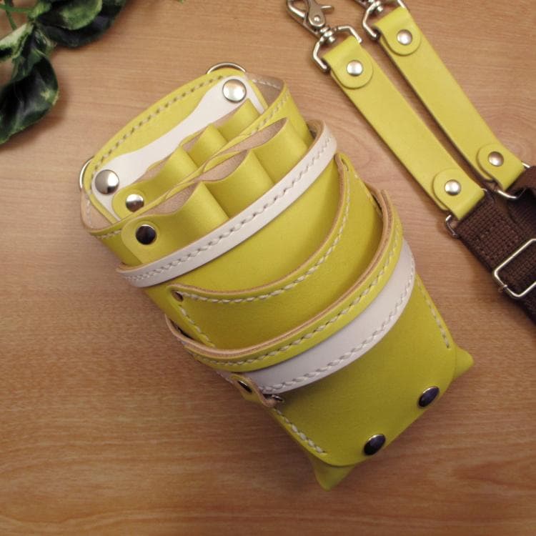 【特別価格】 手染めイエロー　６丁差し　本革シザーケース　SCA-53/NYC