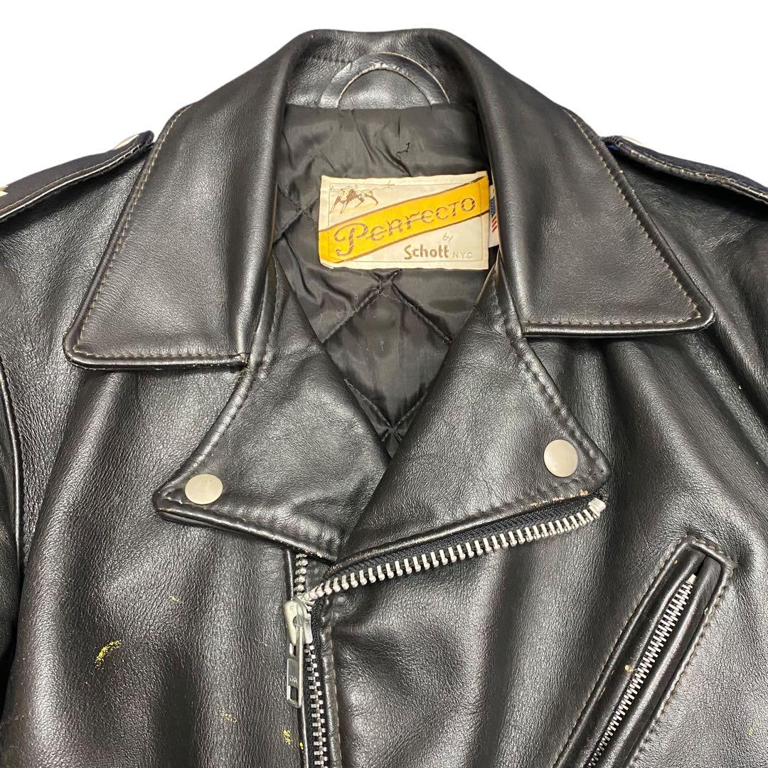 70s Schott 613ワンスター ブラック ダブルライダース 牛タグ 36