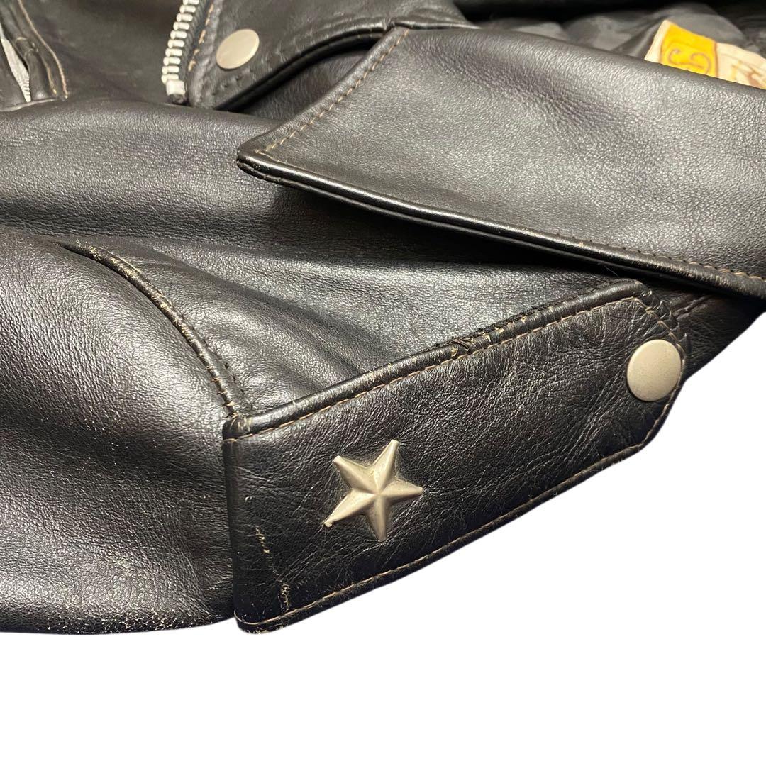 70s Schott 613ワンスター ブラック ダブルライダース 牛タグ 36