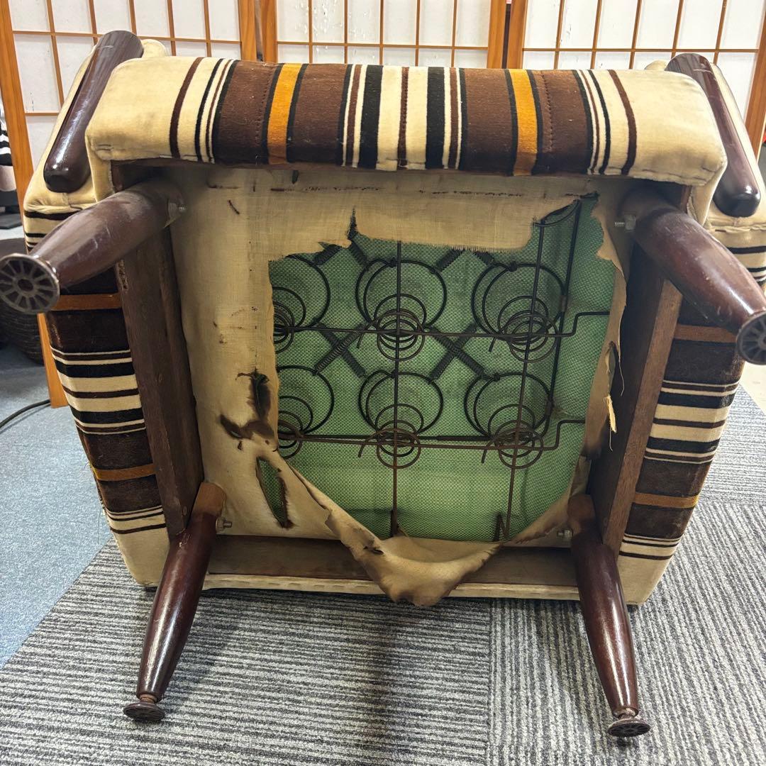 1人掛けチェア モケットソファ モケットストライプソファ レトロ ヴィンテージ