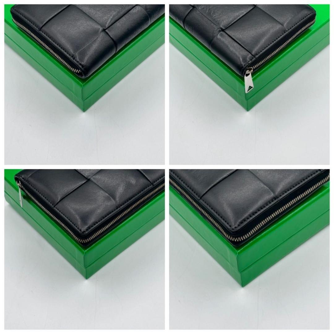 美品 IC ボッテガヴェネタ 箱袋付属 カセット ラウンドファスナー 長財布 黒