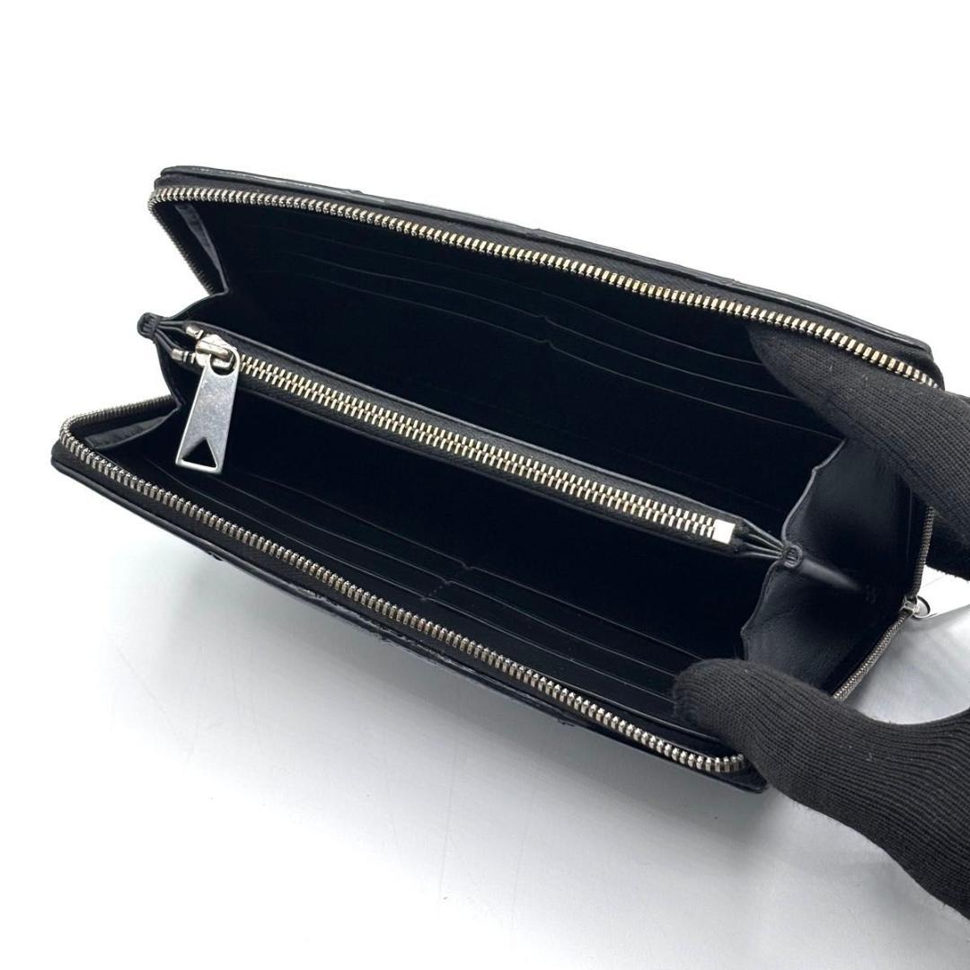 美品 IC ボッテガヴェネタ 箱袋付属 カセット ラウンドファスナー 長財布 黒