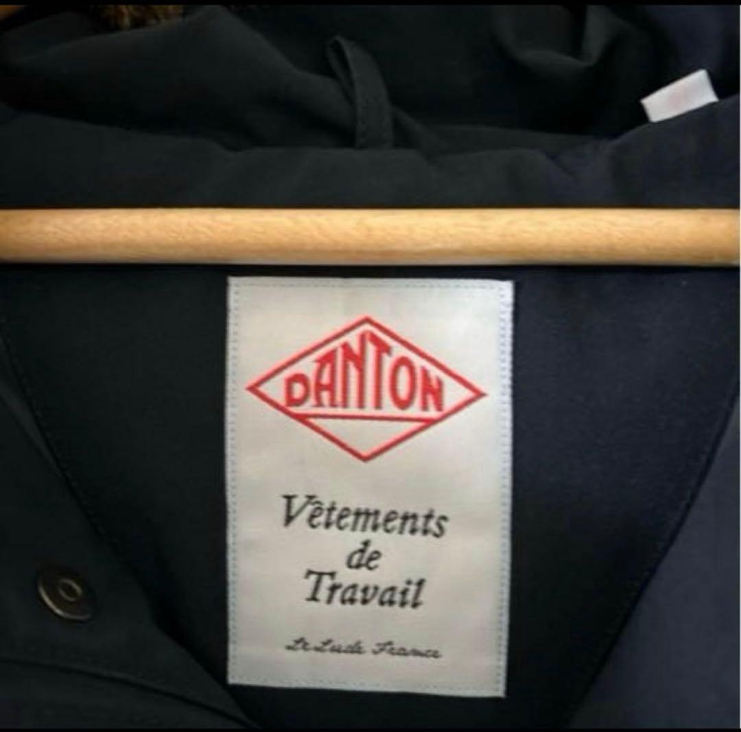 ダントン★ファー付きダウンジャケット　ネイビー　サイズM ナイロンタッサーkm